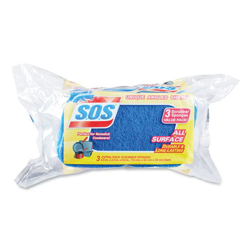 All Surface Scrubber Sponge, 2.5 X 4.5, 0.9" Thick, Dark Blue, 3/pack, 8 Packs/carton - Image 2