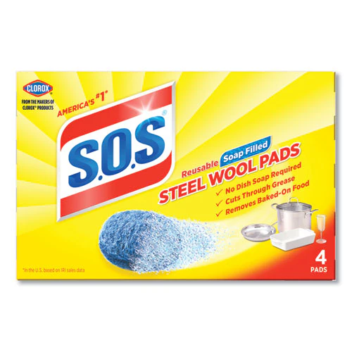 Steel Wool Soap Pad, Steel, 4/box, 24 Boxes/carton - Image 1