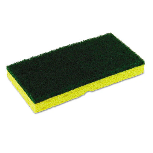 Medium-duty Scrubber Sponge, 3.13 X 6.25, 0.88 Thick, Yellow/green, 5/pack, 8 Packs/carton - Image 1