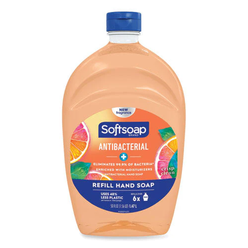 Antibacterial Liquid Hand Soap Refills, Fresh, 50 Oz, Orange, 6/carton - Image 1