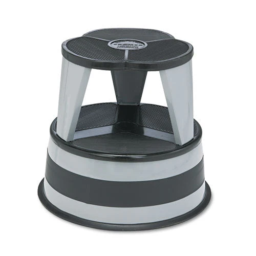Kik-step Steel Step Stool, 2-step, 350 Lb Capacity, 16" Diameter X 14.25"h, Slate - Image 1