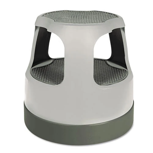Scooter Stool, Round, 2-step, Step And Lock Wheels, 300 Lb Capacity, 15" Working Height, Gray - Image 1