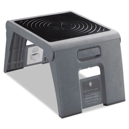 Folding Step Stool, 1-step, 300 Lb Capacity, 14 X 11.25 X 9.75, Slate - Image 1