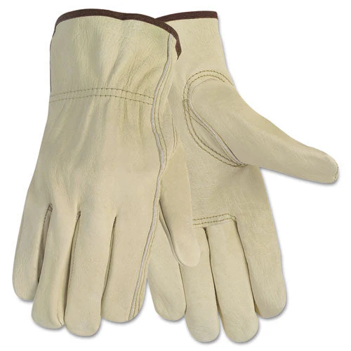 Economy Leather Driver Gloves, Large, Beige, Pair - Image 1