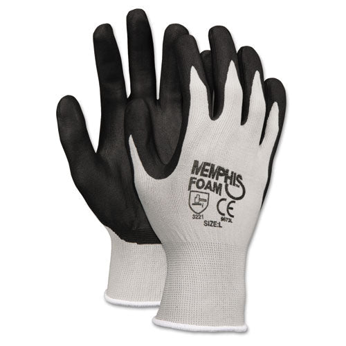 Economy Foam Nitrile Gloves, Large, Gray/black, 12 Pairs - Image 1