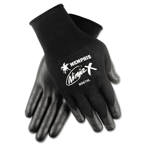 Ninja X Bi-polymer Coated Gloves, Large, Black, Pair - Image 1