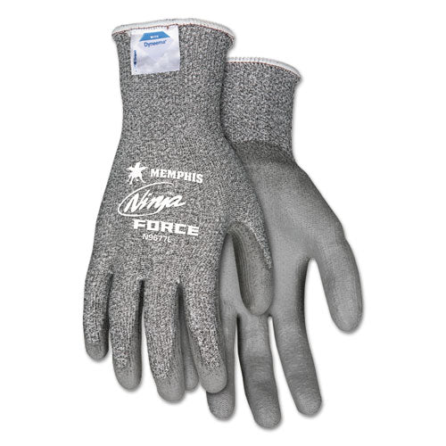 Ninja Force Polyurethane Coated Gloves, Large, Gray, Pair - Image 1