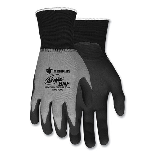 Ninja Nitrile Coating Nylon/spandex Gloves, Black/gray, Medium, Dozen - Image 1