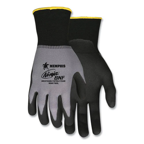 Ninja Nitrile Coating Nylon/spandex Gloves, Black/gray, X-large, Dozen - Image 1