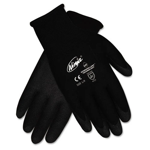 Ninja Hpt Pvc Coated Nylon Gloves, Large, Black, 12/pack - Image 1