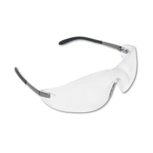 Blackjack Wraparound Safety Glasses, Chrome Plastic Frame, Clear Lens, 12/box - Image 1