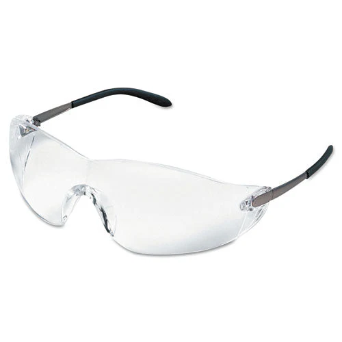 Blackjack Wraparound Safety Glasses, Chrome Plastic Frame, Clear Lens, 12/box - Image 2