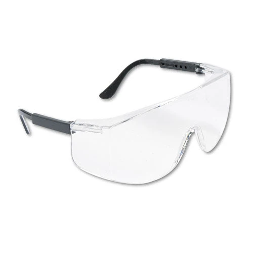 Tacoma Wraparound Safety Glasses, Black Plastic Frame, Clear Lens - Image 1