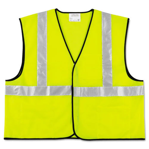 Class 2 Safety Vest, Polyester, X-large, Fluorescent Lime With Silver Stripe - Image 1