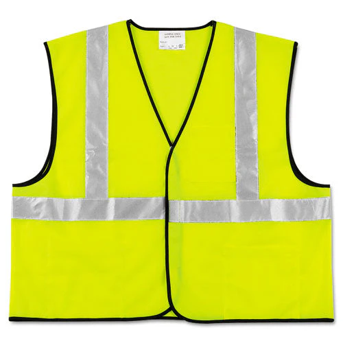 Class 2 Safety Vest, Polyester, 2x-large, Fluorescent Lime With Silver Stripe - Image 1