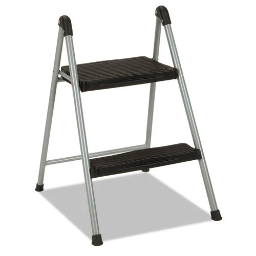 Folding Step Stool, 2-step, 200 Lb Capacity, 16.9" Working Height, Platinum/black - Image 1