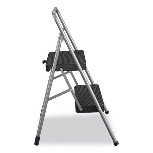2-step Folding Steel Step Stool, 200 Lb Capacity, 28.13" Working Height, Cool Gray - Image 3