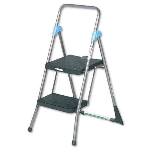 Commercial 2-step Folding Stool, 300 Lb Capacity, 20.5 X 24.75 X 39.5, Gray - Image 1