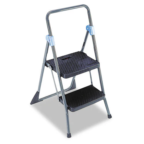 Commercial 2-step Folding Stool, 300 Lb Capacity, 20.5 X 24.75 X 39.5, Gray - Image 2