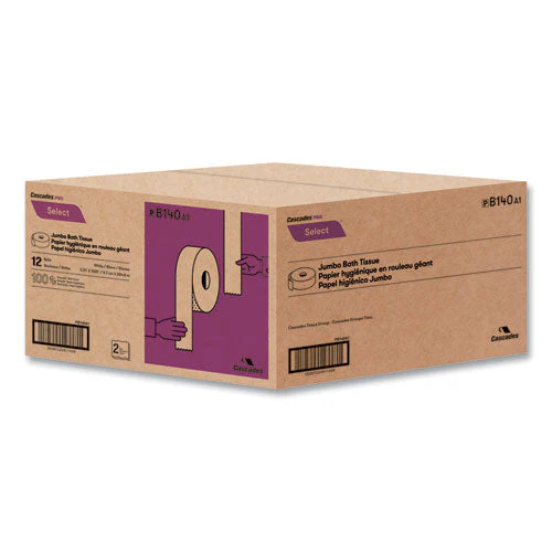Select Jumbo Bath Tissue, Septic Safe, 2-ply, White, 3.3" X 1,000 Ft, 12 Rolls/carton - Image 3