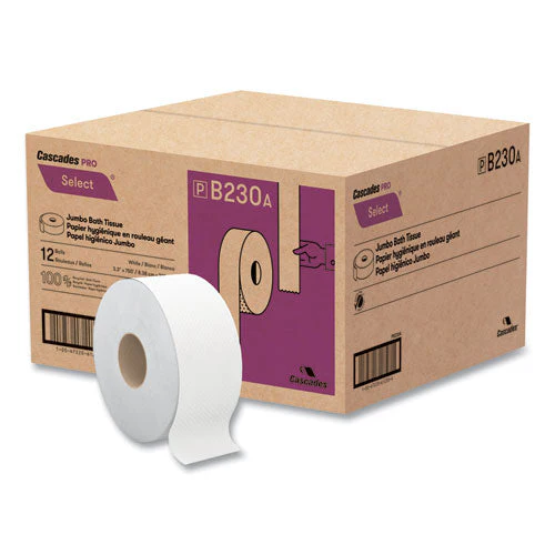 Select Jumbo Bath Tissue, Septic Safe, 2-ply, White, 3.3" X 750 Ft, 12/carton - Image 1