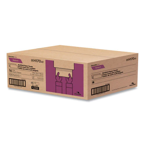 Select Folded Paper Towels, Multifold, 1-ply, 9.13 X 9.5, White, 250/pack, 16 Packs/carton - Image 2