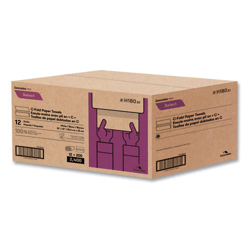 Select Folded Paper Towels, C-fold, 1-ply, 10 X 13, White, 200/pack, 12 Packs/carton - Image 3