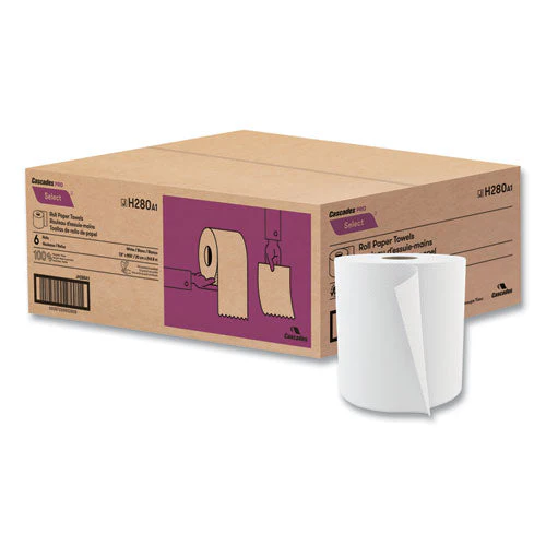 Select Hardwound Roll Towels, 1-ply, 7.88" X 800 Ft, White, 6 Rolls/carton - Image 2