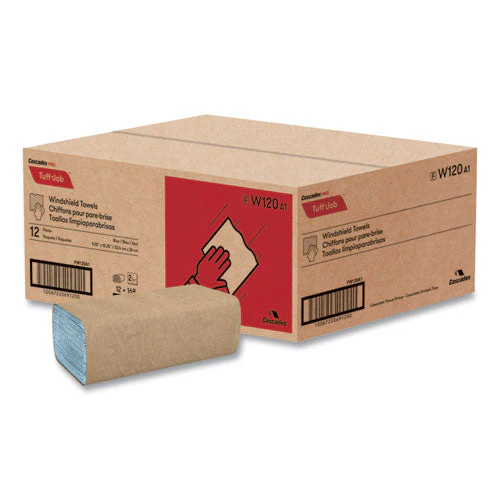 Tuff-job Windshield Towels, 2-ply, 9.25 X 10.25, Blue, 168/pack, 12 Packs/carton - Image 3