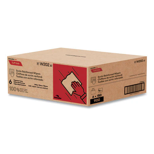 Tuff-job Scrim Reinforced Wipers, 4-ply, 9.75 X 16.75, White, 150/box, 6 Box/carton - Image 3
