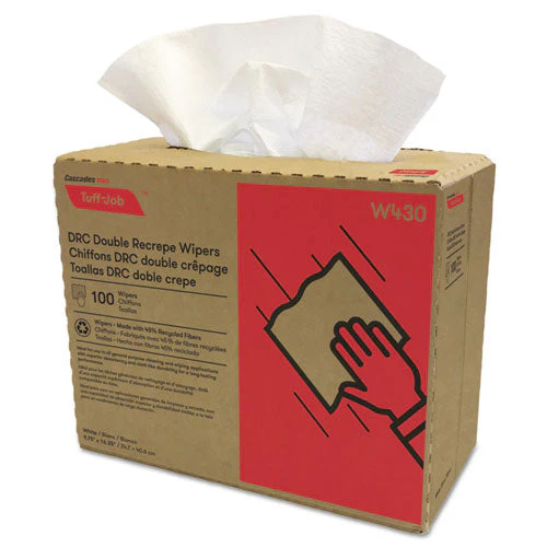 Tuff-job Double Recrepe Wipers, 9.75 X 16.5, White, 100/box, 8 Box/carton - Image 1
