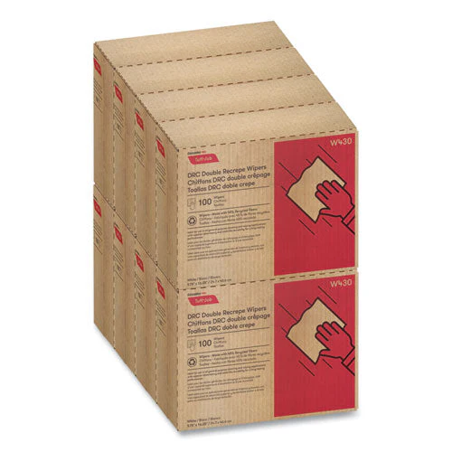 Tuff-job Double Recrepe Wipers, 9.75 X 16.5, White, 100/box, 8 Box/carton - Image 3