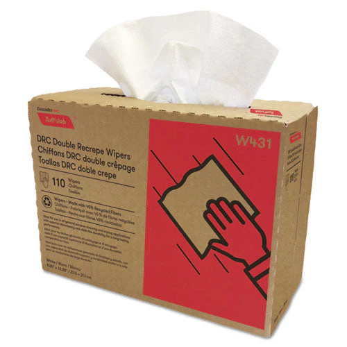 Tuff-job Double Recrepe Wipers, 9.25 X 12.5, White, 110/box, 12 Boxes/carton - Image 1