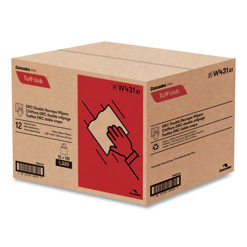 Tuff-job Double Recrepe Wipers, 9.25 X 12.5, White, 110/box, 12 Boxes/carton - Image 3