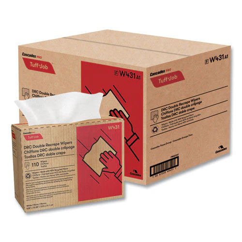 Tuff-job Double Recrepe Wipers, 9.25 X 12.5, White, 110/box, 12 Boxes/carton - Image 2