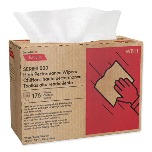 Tuff-job S500 High Performance Wipers, 9.25 X 12.5, White, 176/box, 10 Box/carton - Image 1