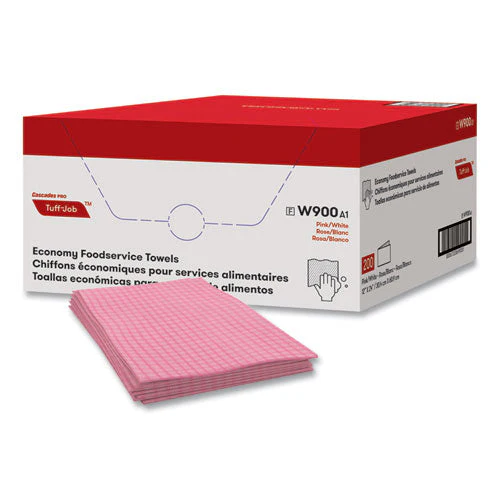 Tuff-job Foodservice Towels, 12 X 24, Pink/white, 200/carton - Image 1