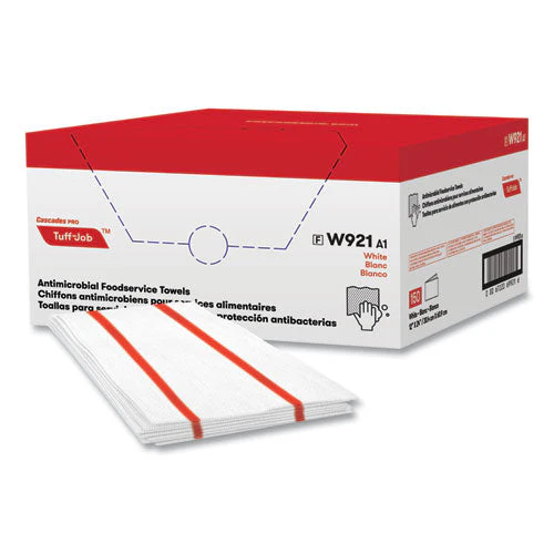 Tuff-job S900 Antimicrobial Foodservice Towels, 12 X 24, White/red, 150/carton - Image 3