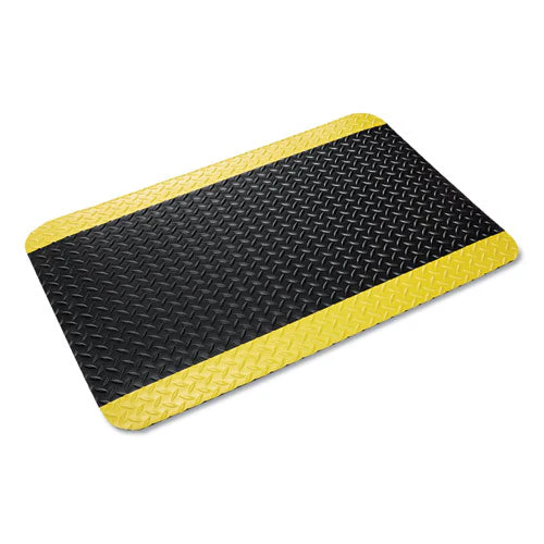 Industrial Deck Plate Anti-fatigue Mat, Vinyl, 36 X 60, Black/yellow Border - Image 1