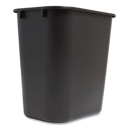 Open Top Indoor Trash Can , 7 Gal, Plastic, Black - Image 1
