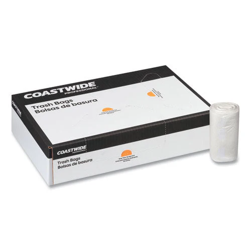 High-density Can Liners, 30 Gal, 7.87 Mic, 30" X 37", Clear, 25 Bags/roll, 20 Rolls/carton - Image 1