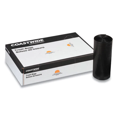 High-density Can Liners, 56 Gal, 16 To 20 Mic, 43" X 48", Black, 25 Bags/roll, 8 Rolls/carton - Image 2