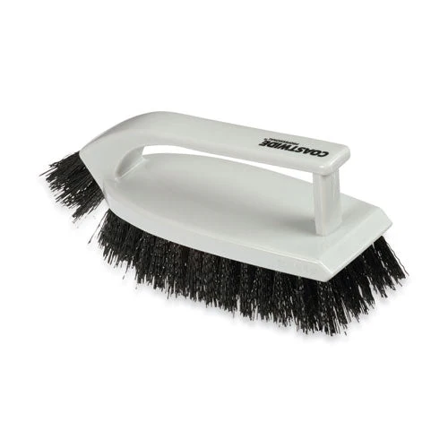 Scrub Brush, Black Polypropylene Bristles, 6" Brush, Gray Polypropylene Handle - Image 1