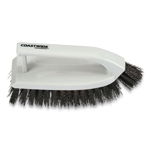 Scrub Brush, Black Polypropylene Bristles, 6" Brush, Gray Polypropylene Handle - Image 2