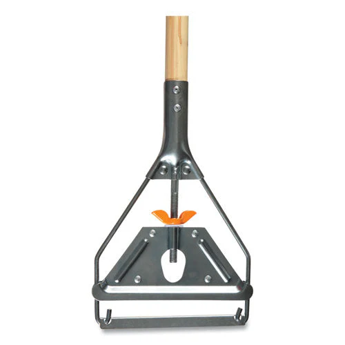 Side-gate Wet-mop Handle With Metal Head, Wood, 60" Handle, Natural - Image 1