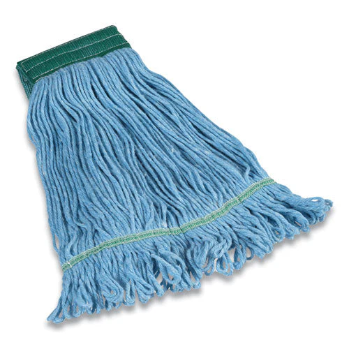 Looped-end Wet Mop Head, Cotton/rayon/polyester Blend, Medium, 5" Headband, Blue - Image 1