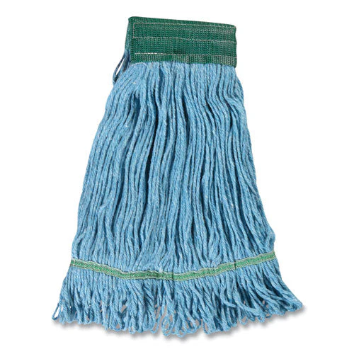 Looped-end Wet Mop Head, Cotton/rayon/polyester Blend, Medium, 5" Headband, Blue - Image 2