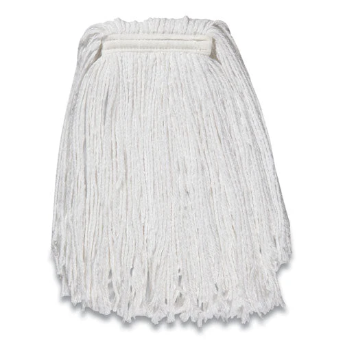 Cut-end Wet Mop Head, Rayon, #24, 1" Headband, White - Image 2