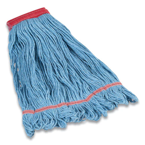 Looped-end Wet Mop Head, Cotton/rayon/polyester Blend, Large, 5" Headband, Blue - Image 1