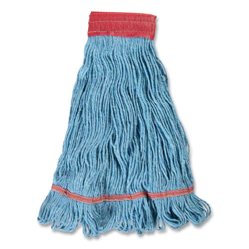 Looped-end Wet Mop Head, Cotton/rayon/polyester Blend, Large, 5" Headband, Blue - Image 2